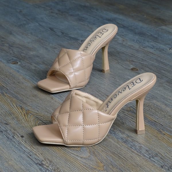Open Toe Quilted Mule Heels - Image 3