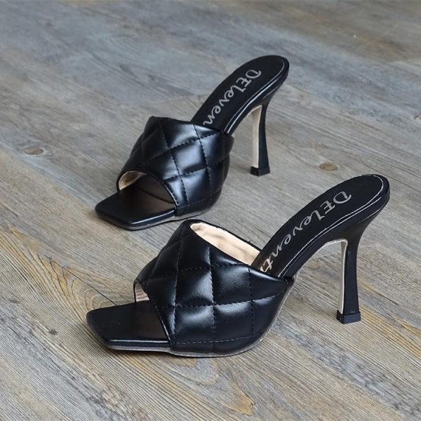 Open Toe Quilted Mule Heels - Image 2